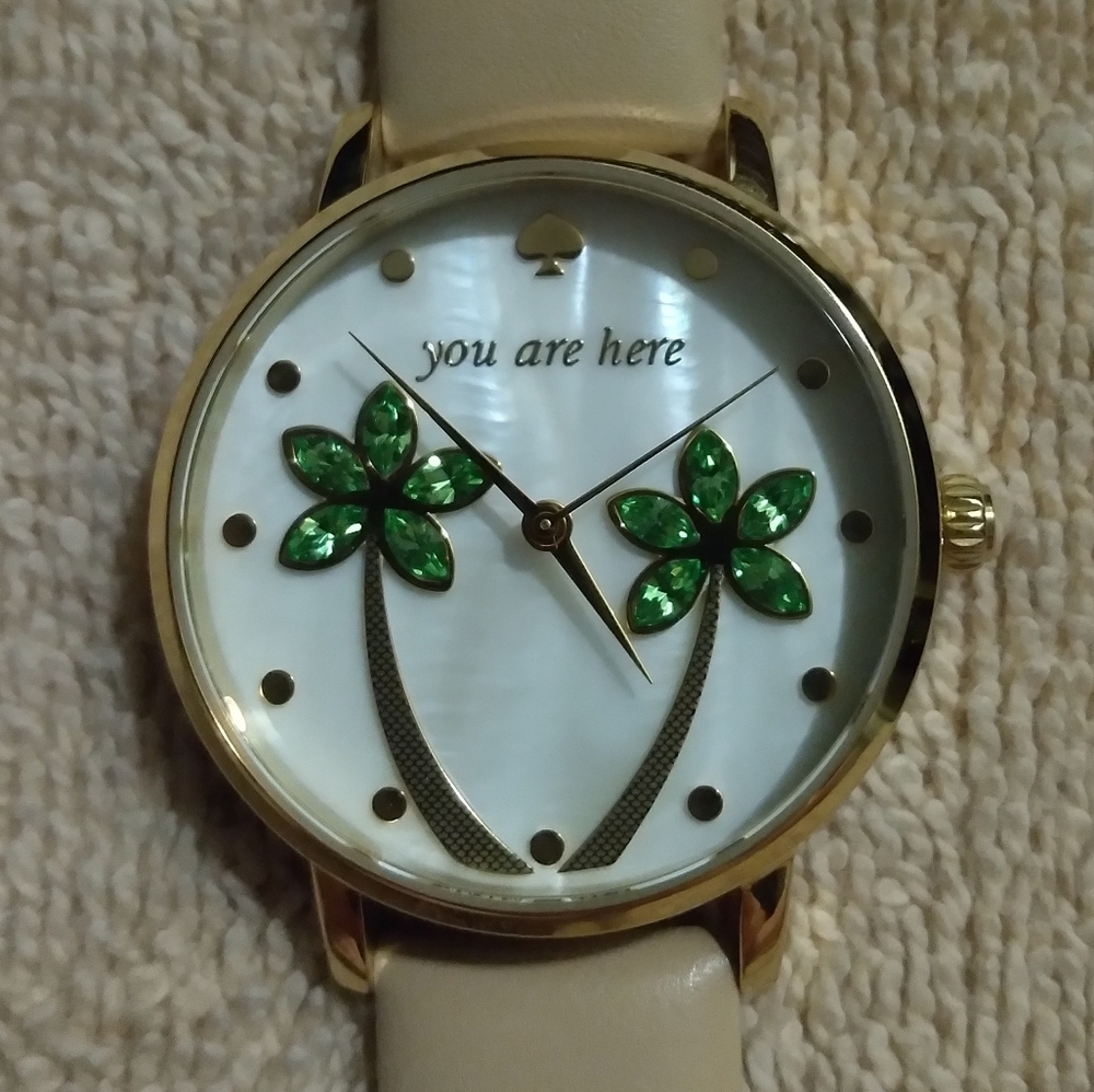 Kate Spade “You are Here” Gold Palm Tree Watch